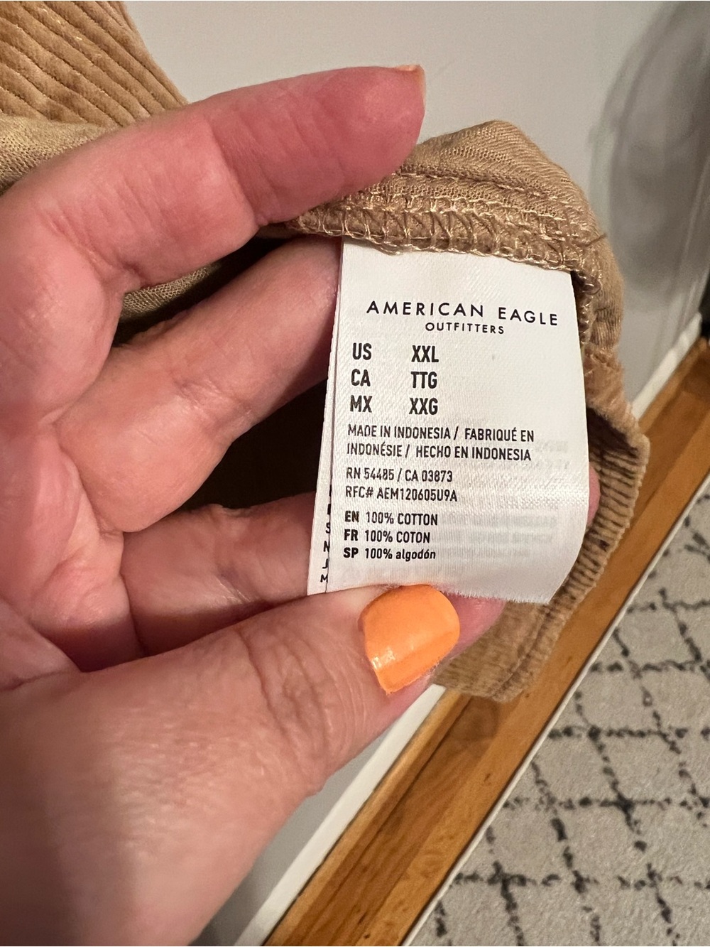 American Eagle Corduroy Button Down Jacket/Shirt in Camel Brown | Women’s XXL - Picture 5 of 5